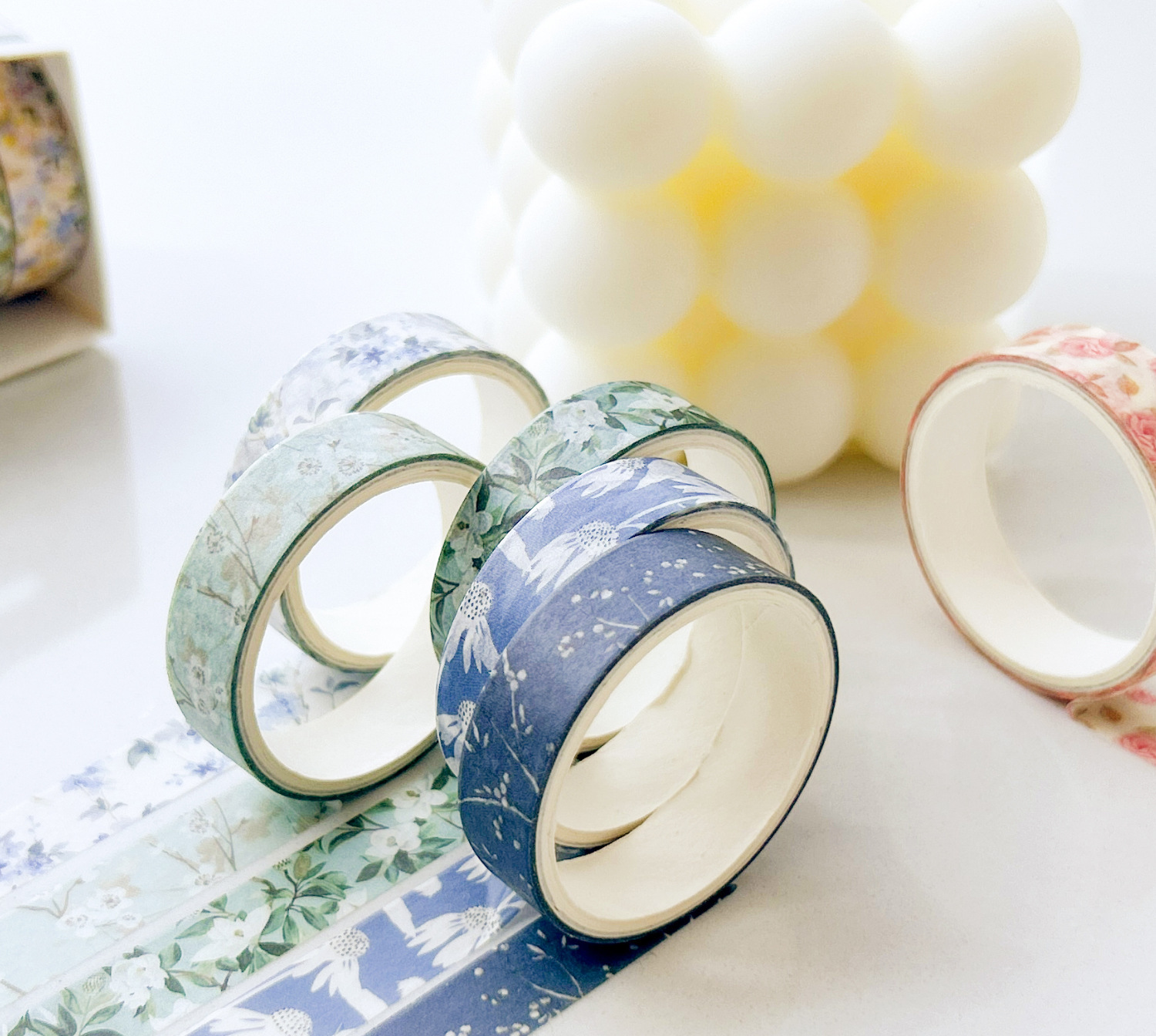 20g Weight Washi Tape Stationery Type 1 Set Quantity Learning, Daily Occasion Washi Material Flower Pattern Romantic, Pastoral Style 1 Set Flower Learning Daily Washi Romantic Pastoral Washi Tape 7