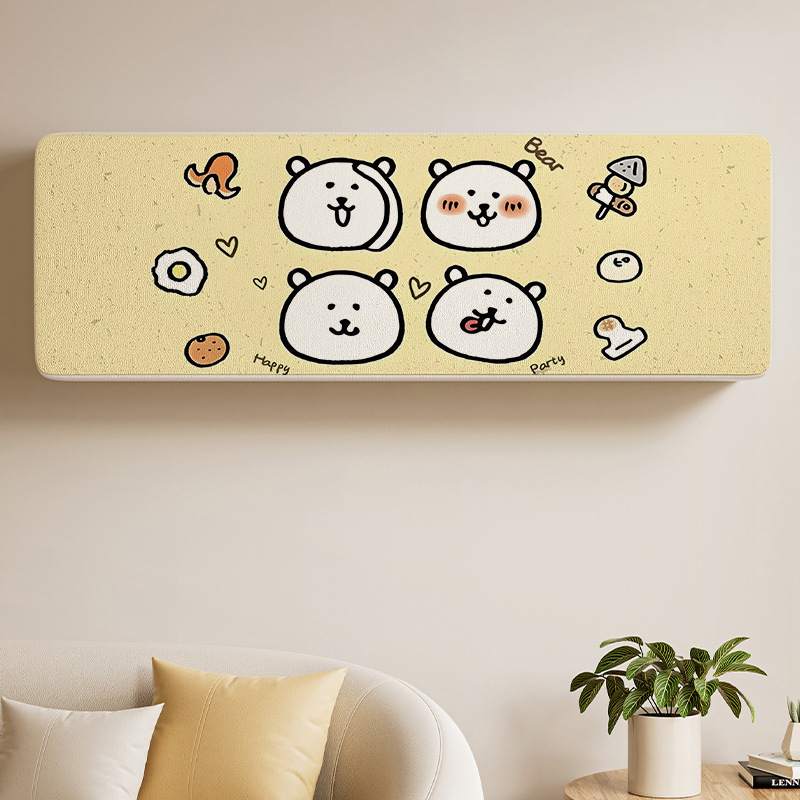 Universal Decorative Air Conditioner Cover for All Brands, Cartoon Self-Deprecating Bear Dust Cover for Home Use