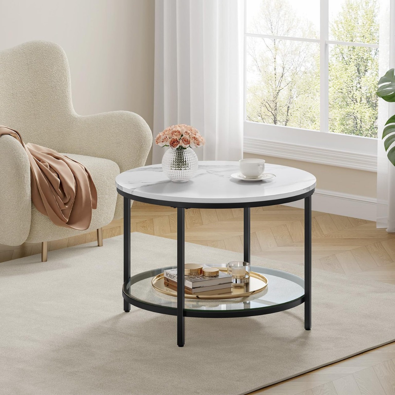 Mesa de café de exportación mesa de mesa de roca de lujo ligera sala de estar mesa de café de alto nivel crema nórdica mesa de viento