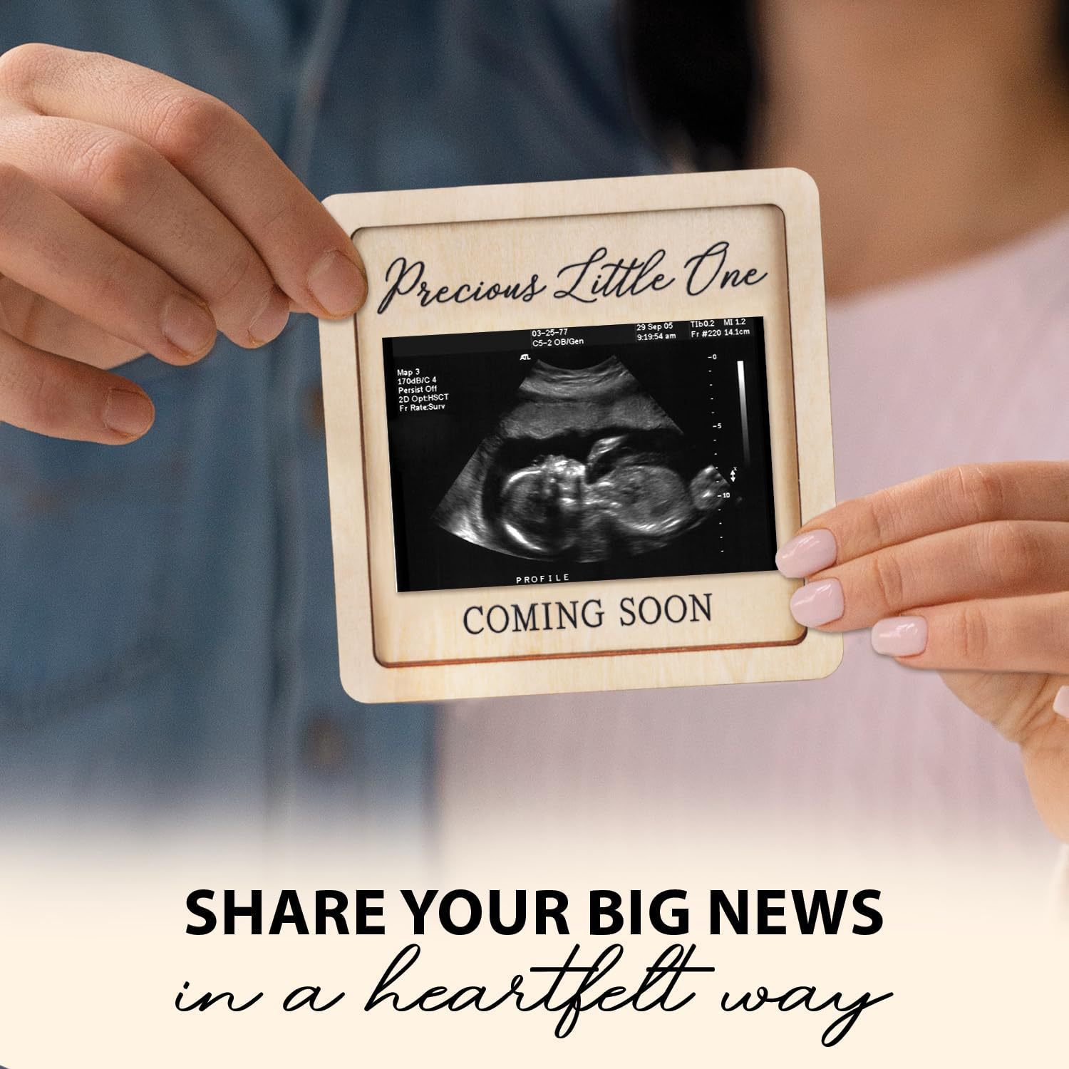 Cross-Border Wooden Ultrasonic Photo Frame Announcement Pregnancy Announcement Baby Birth Announcement Sign Wooden Commemorative Box Sign