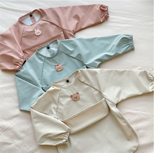 韩国ins风tpu刺绣儿童防水反穿衣围兜宝宝吃饭围嘴婴幼儿罩衣