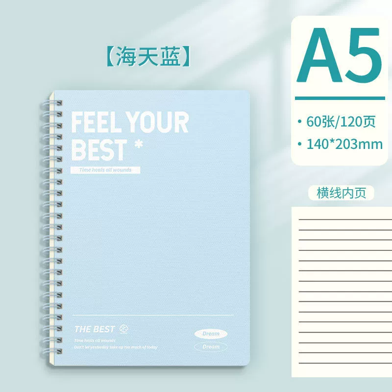 Spiral Student Notebook, Thick Pages for Elementary & Secondary, A5/B5 Pastel Covers