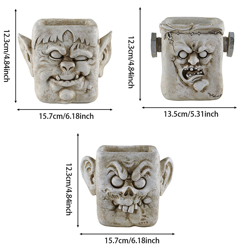  New Halloween Funny Clown Expression Resin Flower Pot Home Desktop Balcony Fleshy Potted Small Ornaments