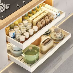 Kitchen Retractable Storage Rack Punch-Free Drawer-Drawer Cabinet Dishes Seasoning Sink Drawer Storage Rack
