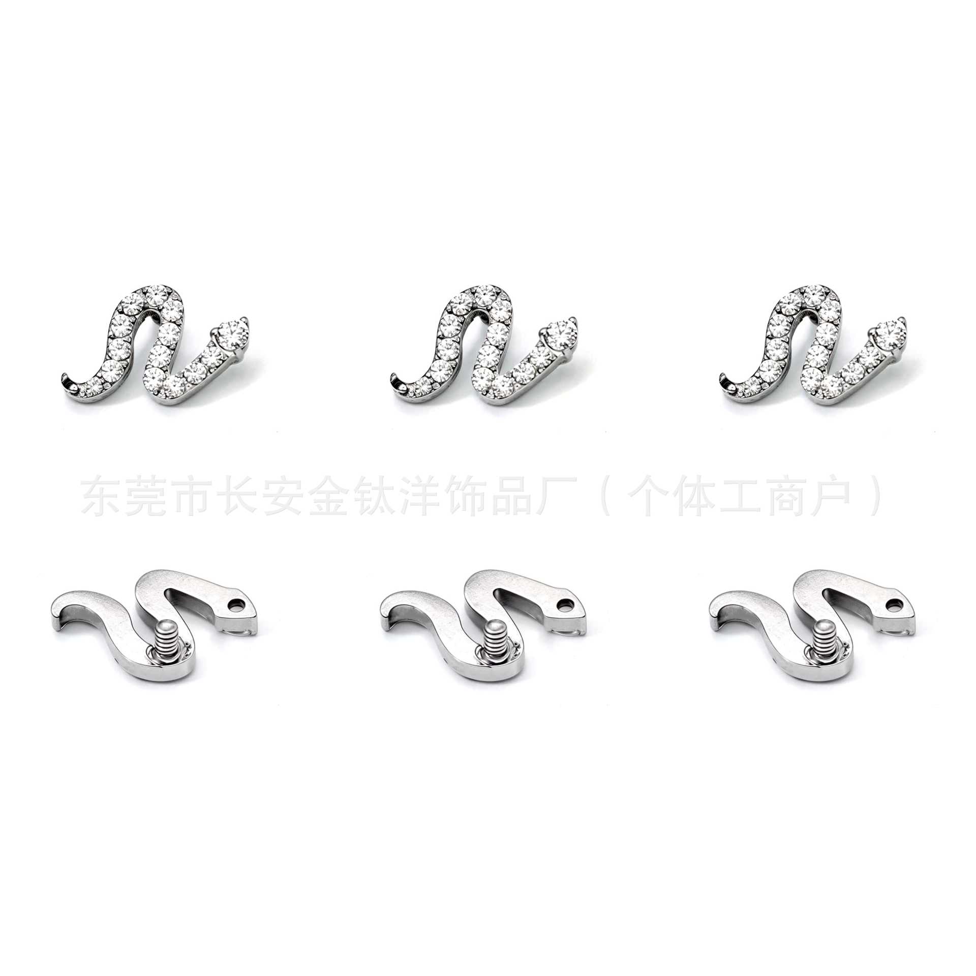 F136 Titanium Internal Thread Snake-Shaped Zircon Ear Studs Cochlear Studs G23 Titanium Alloy Body Piercing Ear Bone Jewelry detail image 8