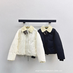 深圳南油25秋冬百搭时髦保暖厚实软乎乎羊羔毛领面包服羽绒服外套