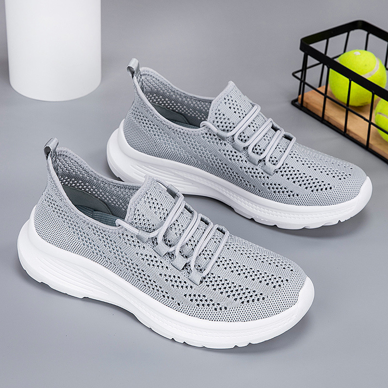 Pico-carpintero zapatos deportivos casuales mujeres verano 2025 zapatos de carreras de mujer de malla de tela de vuelo de tendencia coreana