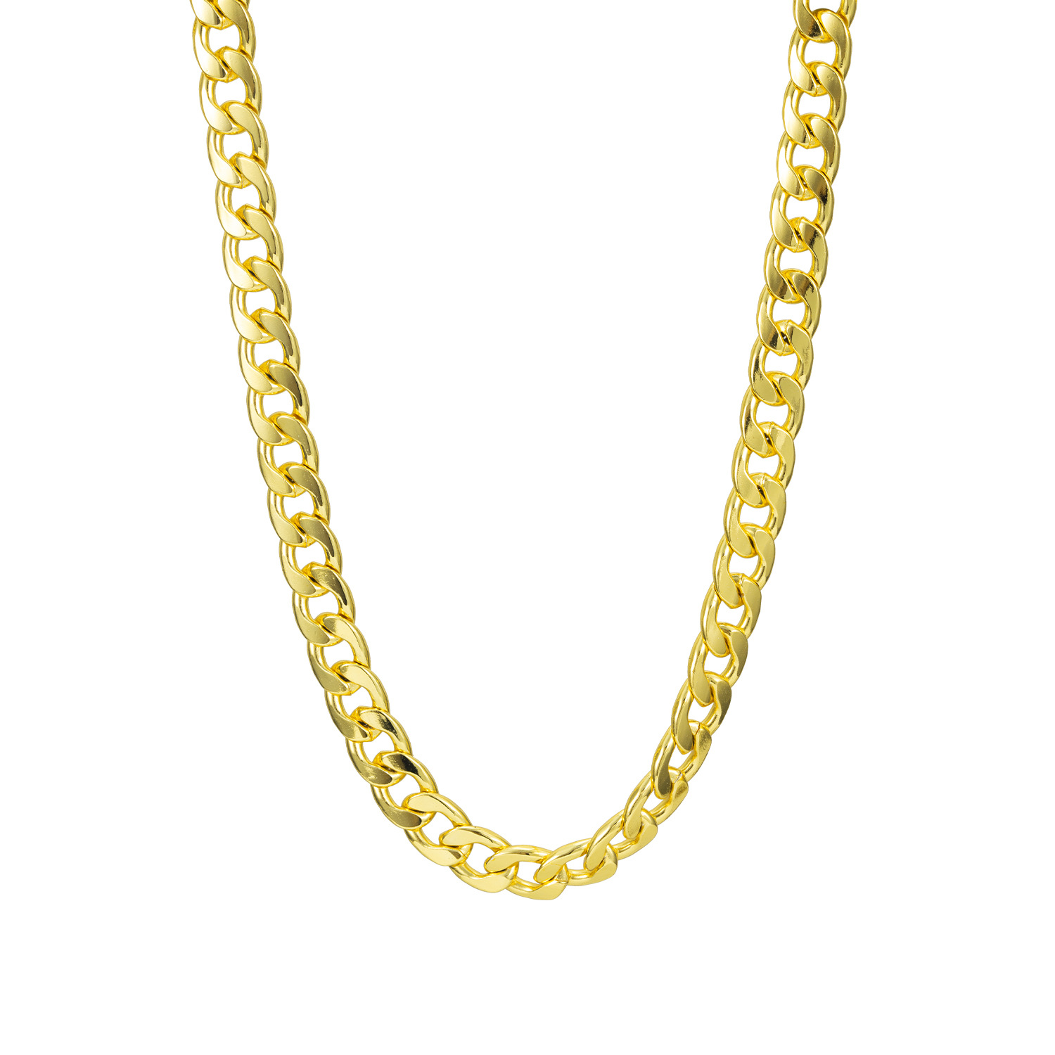 Cuban Chain Men's Necklace 7mm Gold Jewellery Gold Cuban Link_voghion.com
