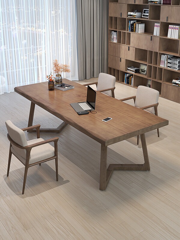 2022 new solid wood furniture living room dining table desk integrated large desk natural side leisure area simple study table