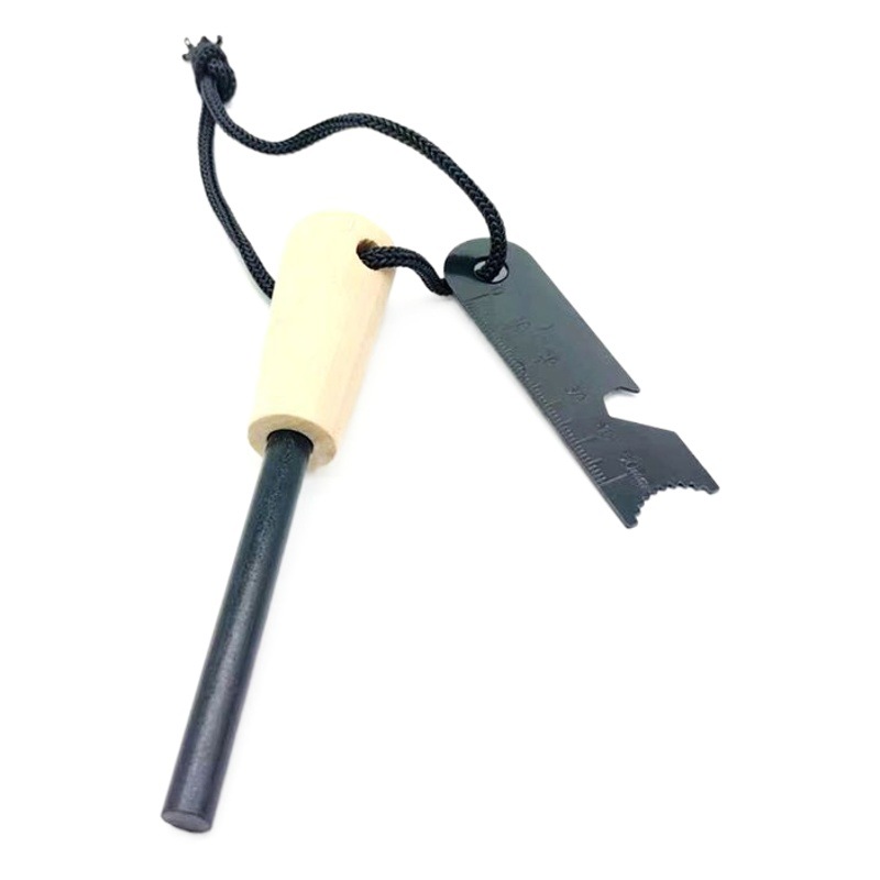 Mango de madera portátil al aire libre Firestone palo de fuego sólido herramienta de fuego para acampar al aire libre supervivencia palo de magnesio con raspador