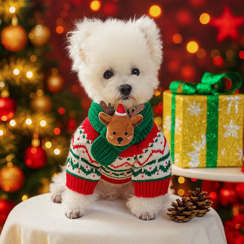ペット、犬、猫、小型犬、子犬、ファッショナブル、ロマンチック、かわいいアクセサリー、クリスマススカーフ|undefined
