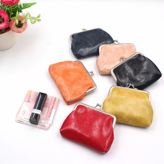 PU oil wax leather 4-inch buckle coin purse Yiwu women's short hand-held small purse creative coin bag wholesale