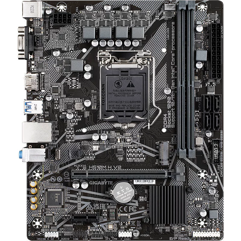Материнская плата Gigabyte H510M H V2 для Intel, поддерживает процессоры 10-го/11-го поколения, LGA1200