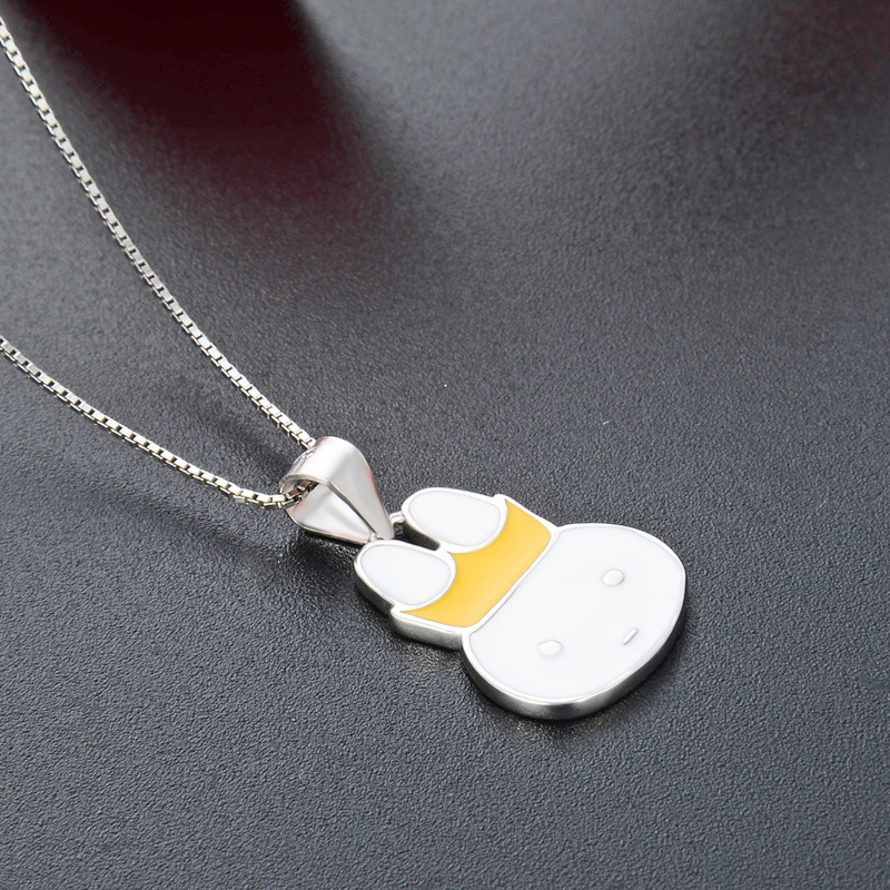 925 plata esterlina collar de aceite de goteo de animales collar de clavícula de mujer Europa y América dibujos animados creativos transfronterizos lindos colgante de conejo