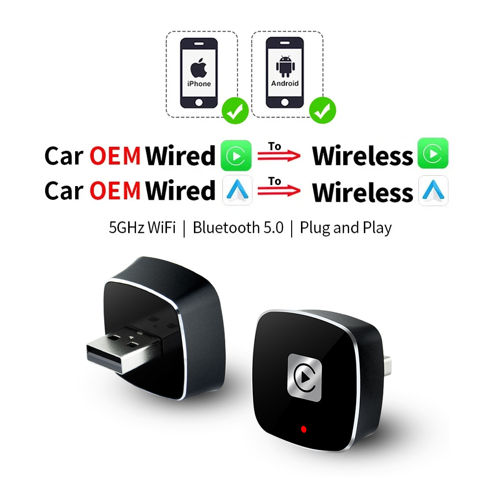 Wired to Wireless CarPlay Converter 2-in-1 Car Interconnect Box Smart Screen Projection Module for Vehicles