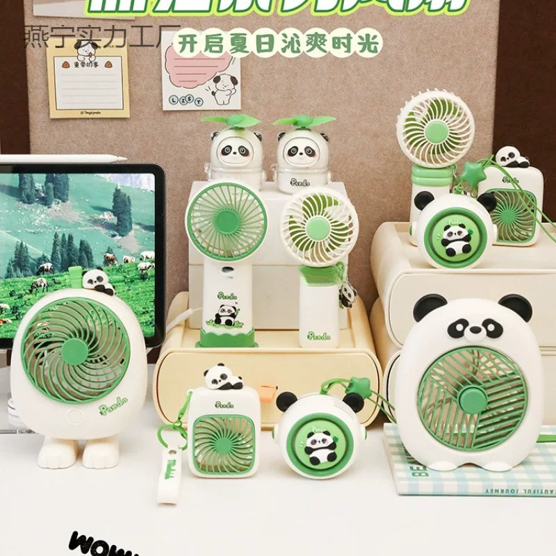 Cute handheld small air fan for elementary school students, panda