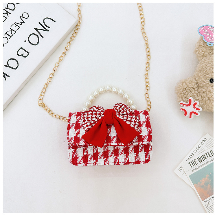 Bolsa de Año Nuevo, bolsas de Año Nuevo rojas de chicas, bolsas de accesorios de mano de perlas princesas