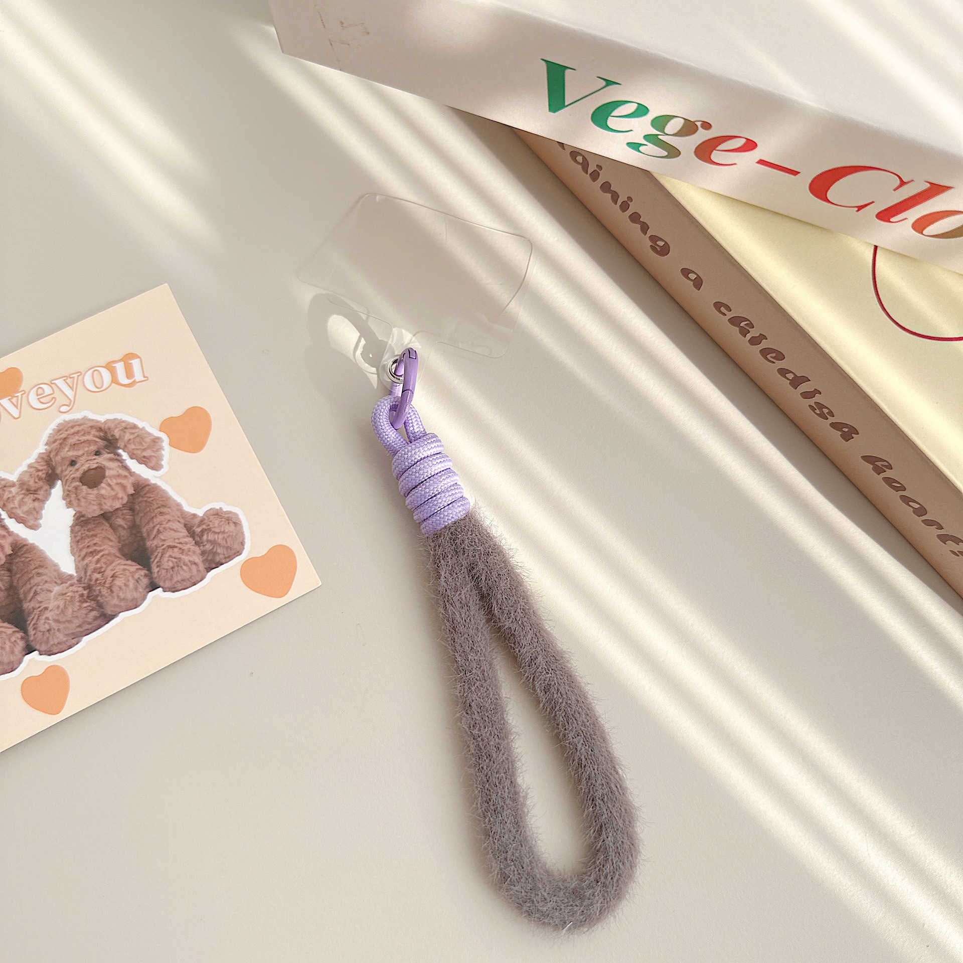 Otoño y invierno de peluche para teléfonos móviles colgantes de cámara de color llavero anti-perder pulsera cuerda bolsa trenzada corta colgante