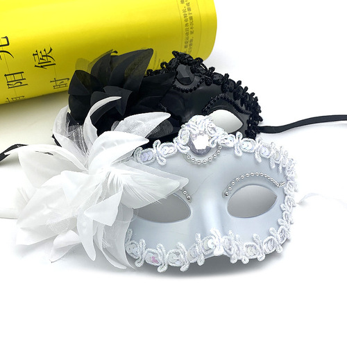 Halloween props carnival side flower masquerade mask half face Italian catwalk children adult eye mask princess