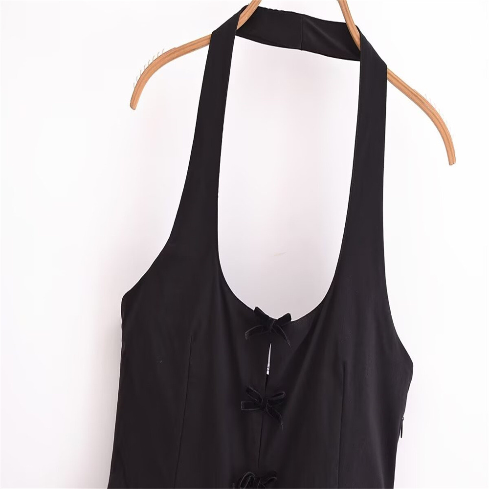 Series Sexy Backless Hanging Collar round Neck Short Puffy Mini Dress