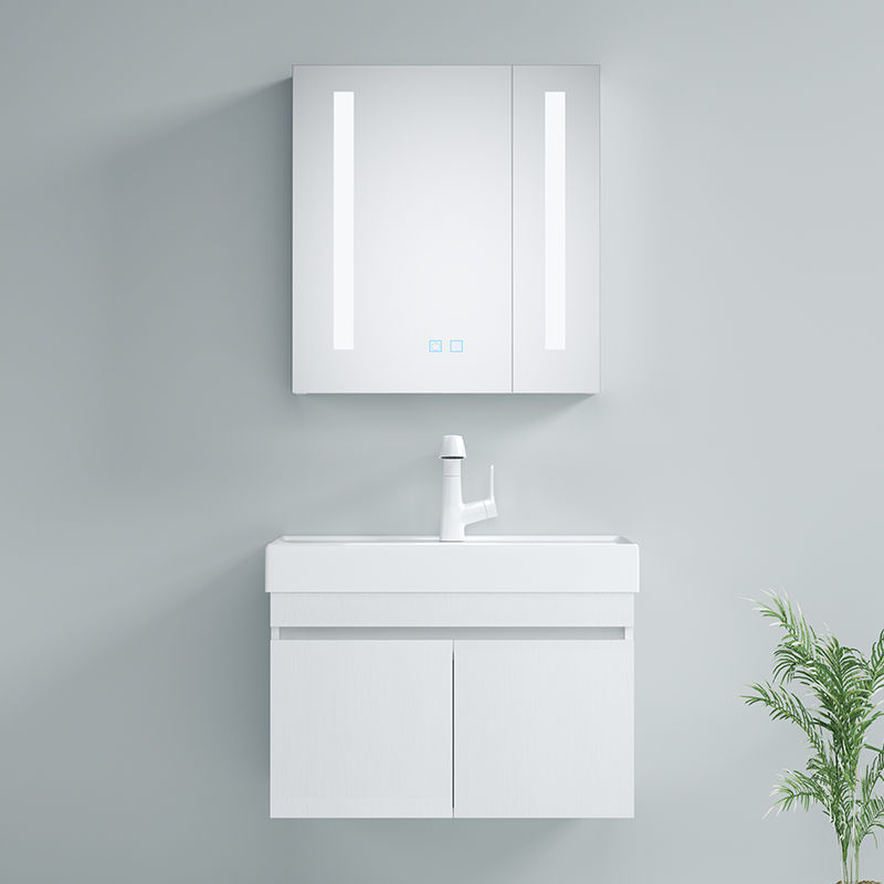 Apartamento pequeño espacio gabinete de baño de madera maciza combinación de baño lavabo de cerámica integrado lavabo pequeño espacio