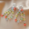 Cute acrylic silver needle, brand fashionable earrings, silver 925 sample, flowered, European style, wholesale