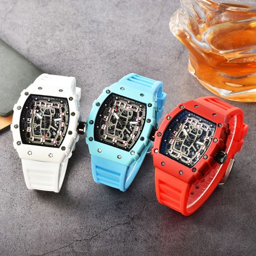 Manufacturer supplies personalized hollow imitation mechanical watch for men, barrel-shaped feel, oily, unisex watch