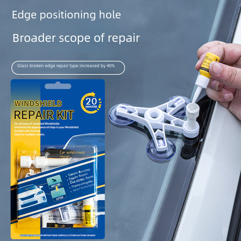 Car Front Windshield Glass Repair Kit with Crack Repair Tool and Windshield Repair Fluid