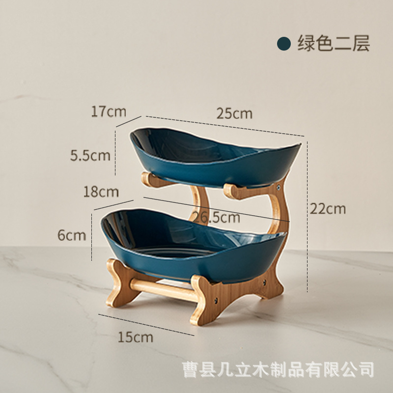 Plato de frutas creativo de tres capas y múltiples capas Plato de frutas secas de lujo ligero de estilo europeo Plato de bambú y madera Plato de bocadillos para el hogar Bandeja de dulces Cesta de frutas