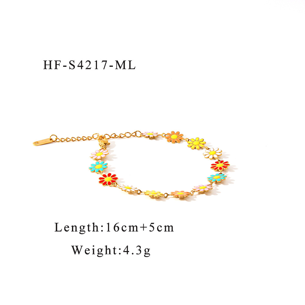 7g Weight Bracelets, Necklace Classification 1 Piece Quantity Daily Occasion 304 Stainless Steel Material Daisy Pattern All Seasons Season Women's Gender Plating Design Elegant Style Wholesale Jewelry Elegant Daisy 304 Stainless Steel Plating Bracelets Necklace 2