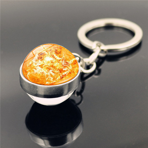 Solar system planet planet key chain pendant Galaxy nebula time gem metal key ring key chain pendant