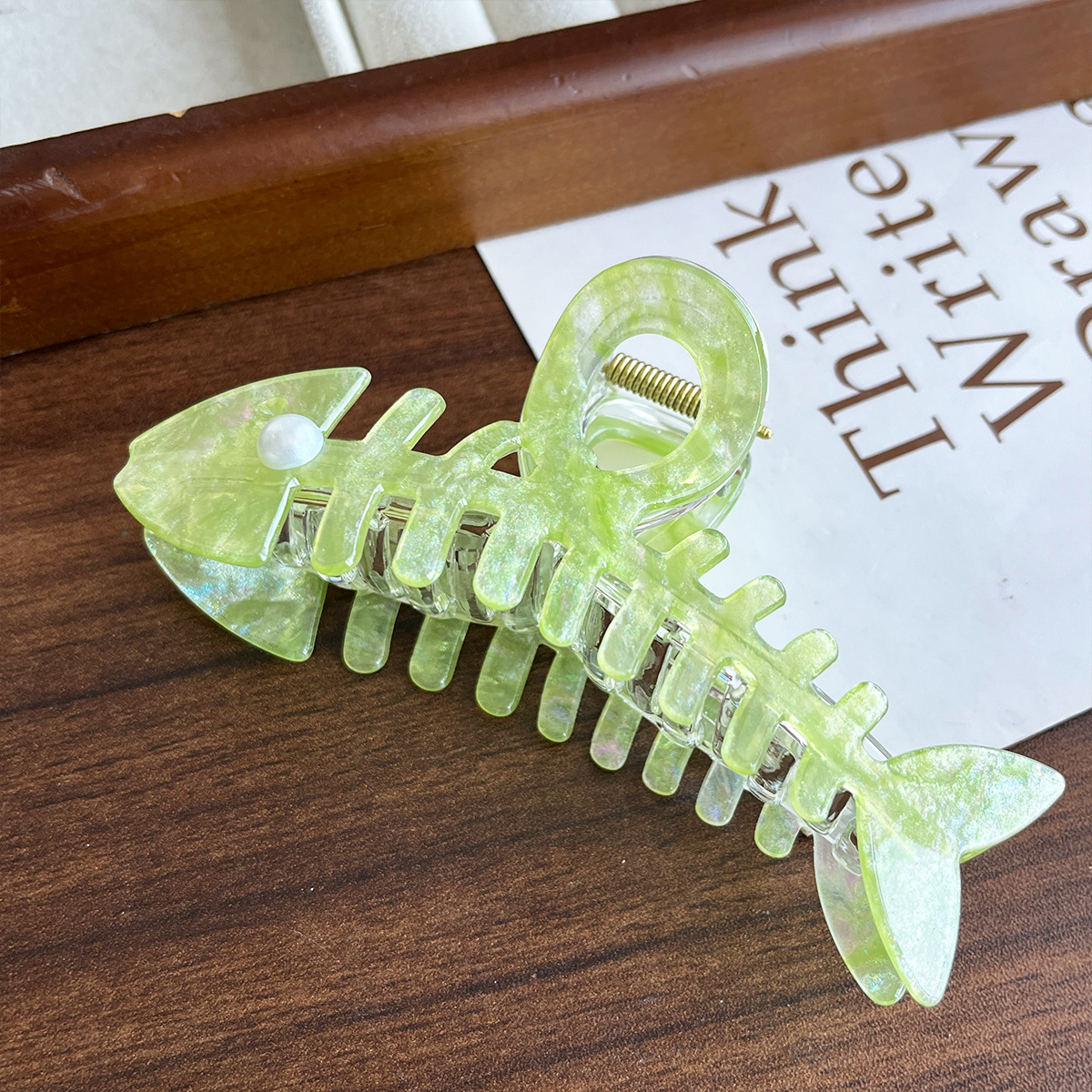 Pinza de pelo original de imitación de acetato con diseño de espina de pescado para cola de caballo y peinados recogidos, pinza de tiburón creativa y exquisita, accesorio de pelo lindo para princesas.