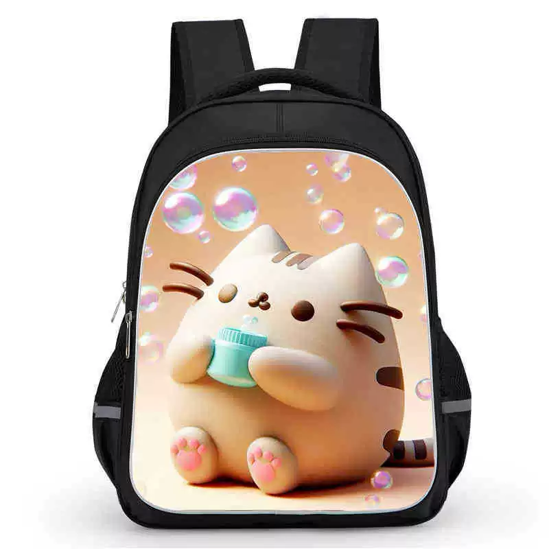 Рюкзак учебный Pusheen Fat Jimao с принтом периферийного типа, через стекло, зарубежная торговля, школьный рюкзак