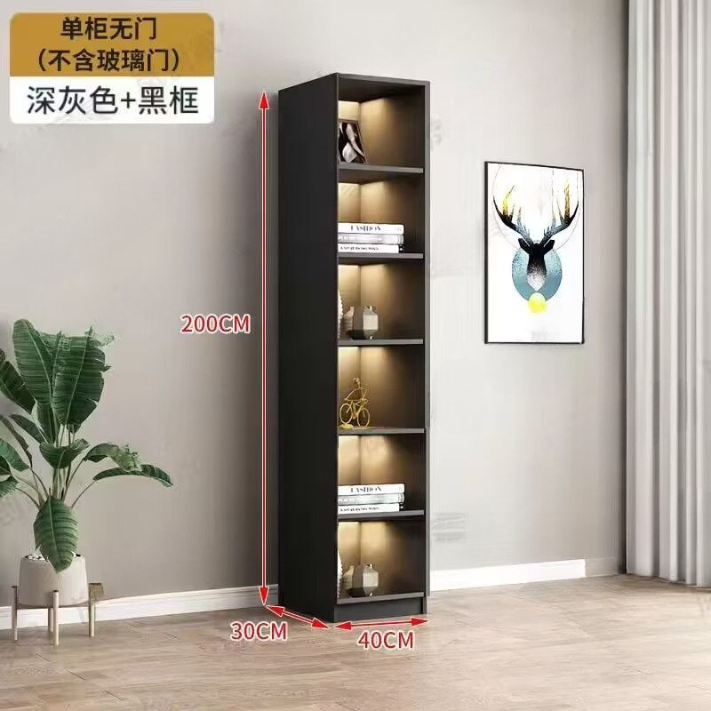 轻奢书柜带玻璃门书架落地简约现代客厅书橱实木手办酒柜展示柜子|undefined