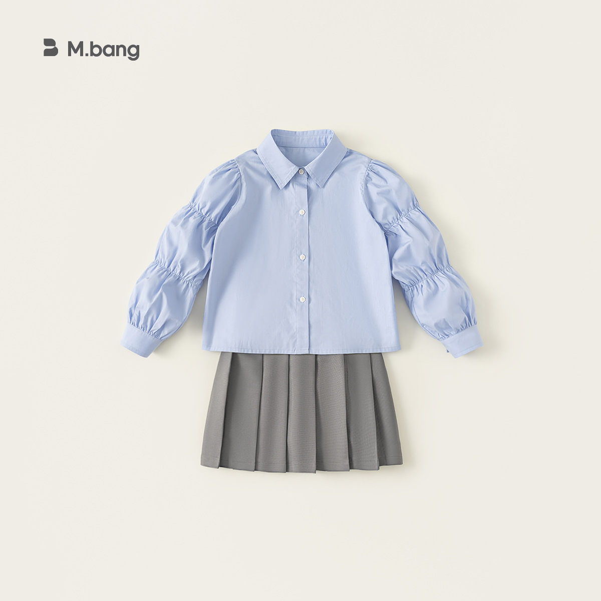 Yubao Huzhou Zhili Children 's Wear Girls JK set Spring 2026 Girls shirt sólido falda plisada de dos piezas