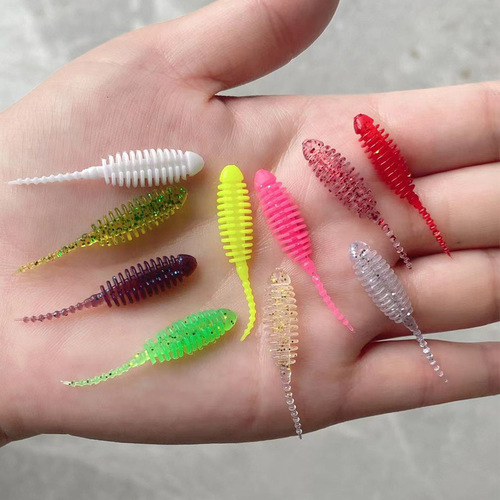 New needle tail 3.5cm 0.2g root fishing lure soft bait straight bait 10 pieces 1 pack threaded maggot cocked mouth bass mandarin fish