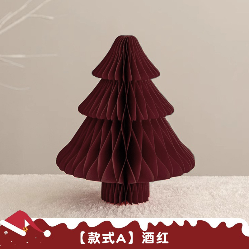 跨境圣诞树蜂窝球笼氛围装饰圣诞节甜品台桌面布置商场折纸婚庆摆|undefined
