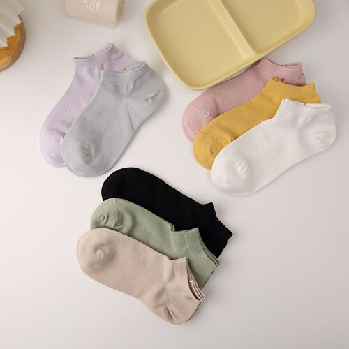 40S high cotton content solid color socks women's socks spring and summer mesh women's boat socks simple anti-pilling ice cream socks