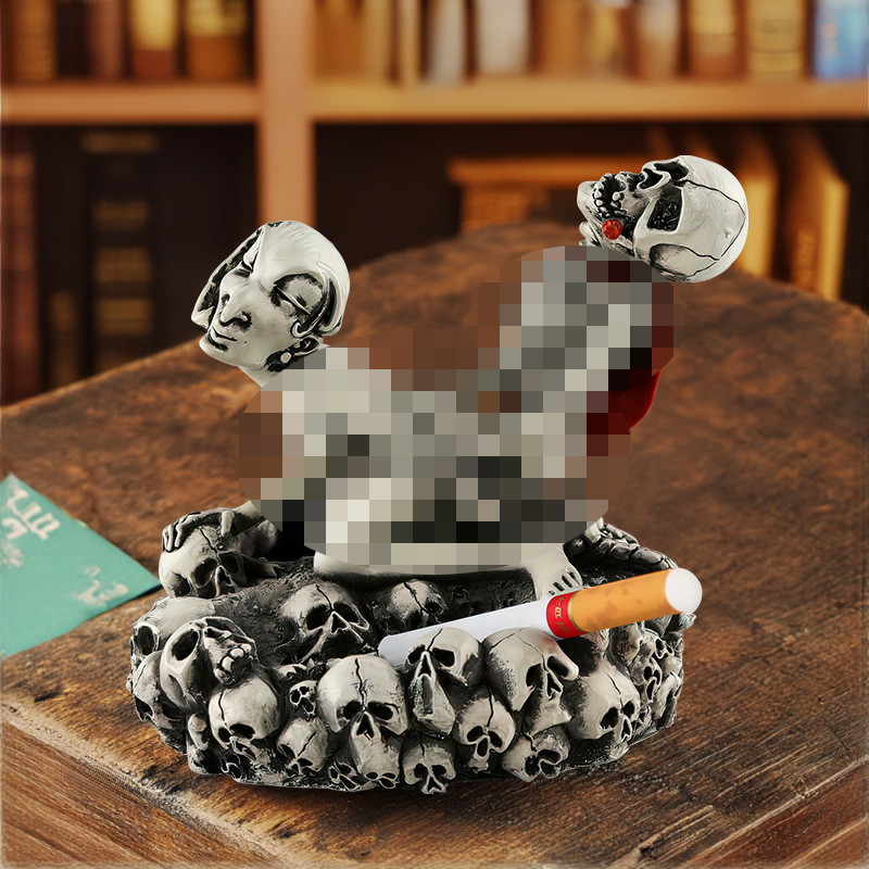  New Personality Skull Sex Ashtray Home Desktop Halloween Decoration Funny Resin Decoration