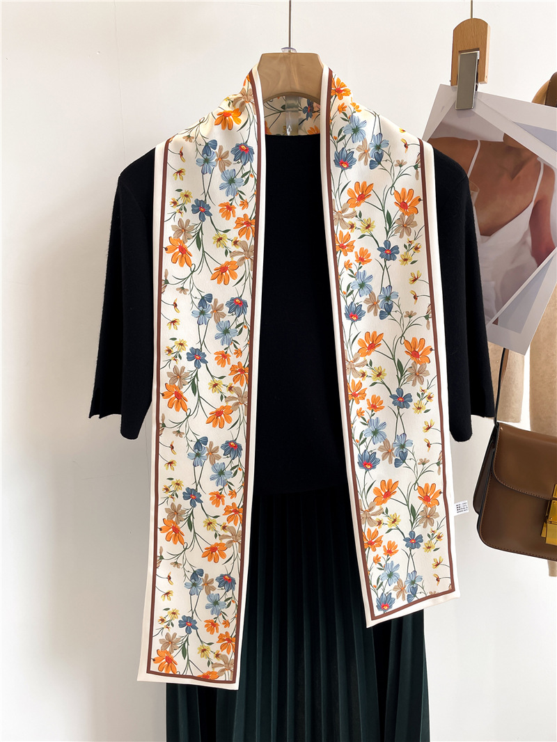 Sciarpa alla moda, cintura, sciarpa, nastro, decorazione per borsa legata, piccola fascia per capelli lunga, sciarpa di seta, donna bifacciale_voghion.com