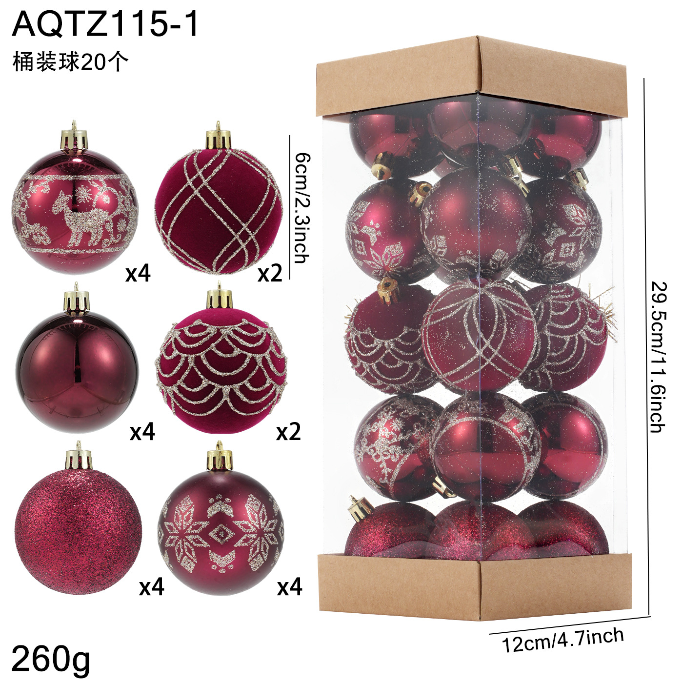 Nuevos productos Bolas de Navidad caja de polvo de polvo adhesivo de polvo de polvo de plástico colgante de árbol de Navidad decoración de escena image 6