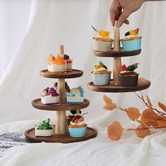 日式ins木質多層蛋糕架甜品展示台三層蛋糕架家用婚慶戶外蛋糕架