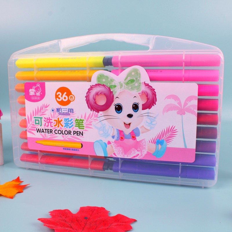 Púrpura ratón triángulo varilla de gran capacidad acuarela pluma kindergarten arte pintura color pluma traje estudiante acuarela color pluma