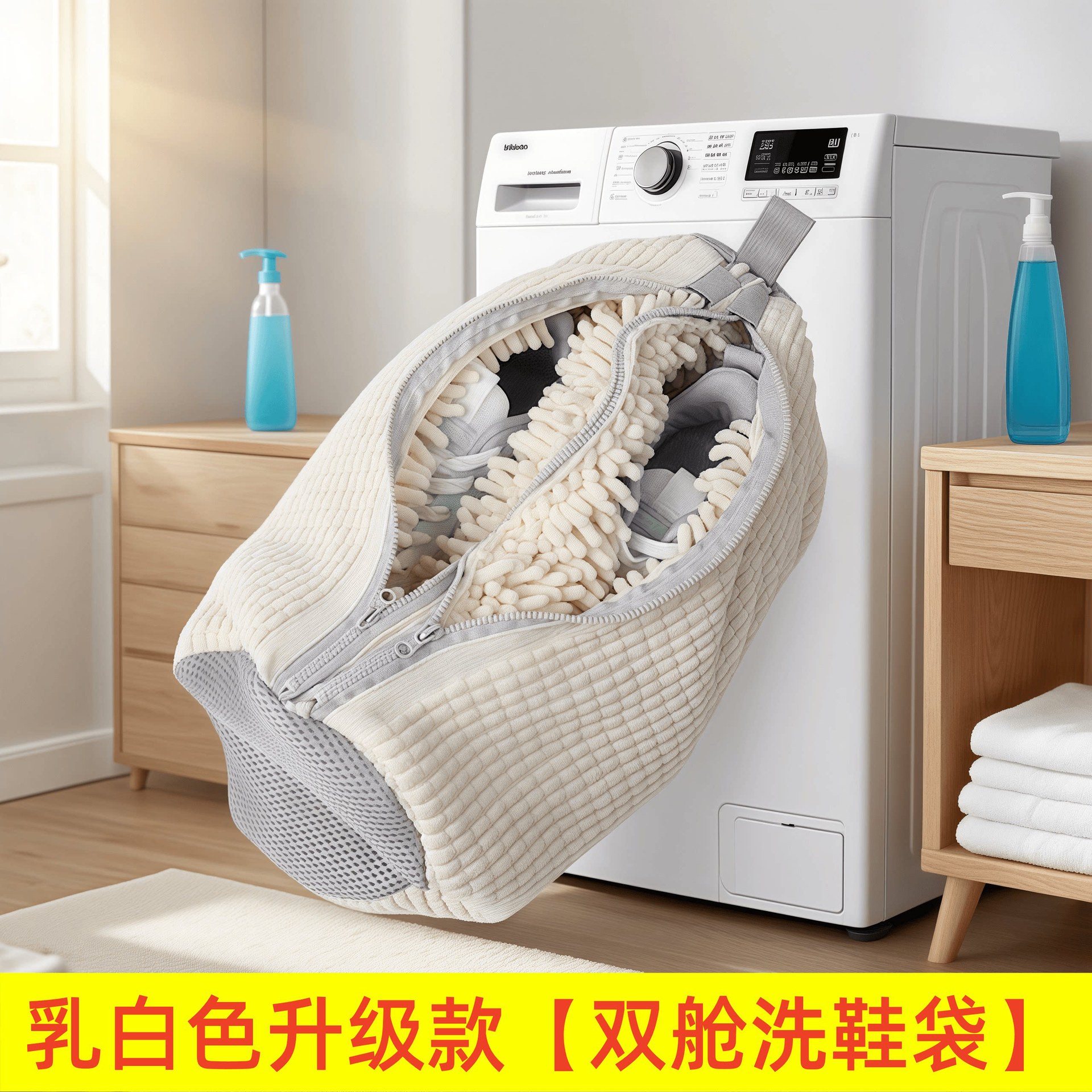 New Lazy Person's Magic Shoe Washing Bag, Cylindrical Polyester-Cotton Multifunctional Shoe Washing Cover, Shoe Protector, Anti-Deformation Washing Bag, Durable