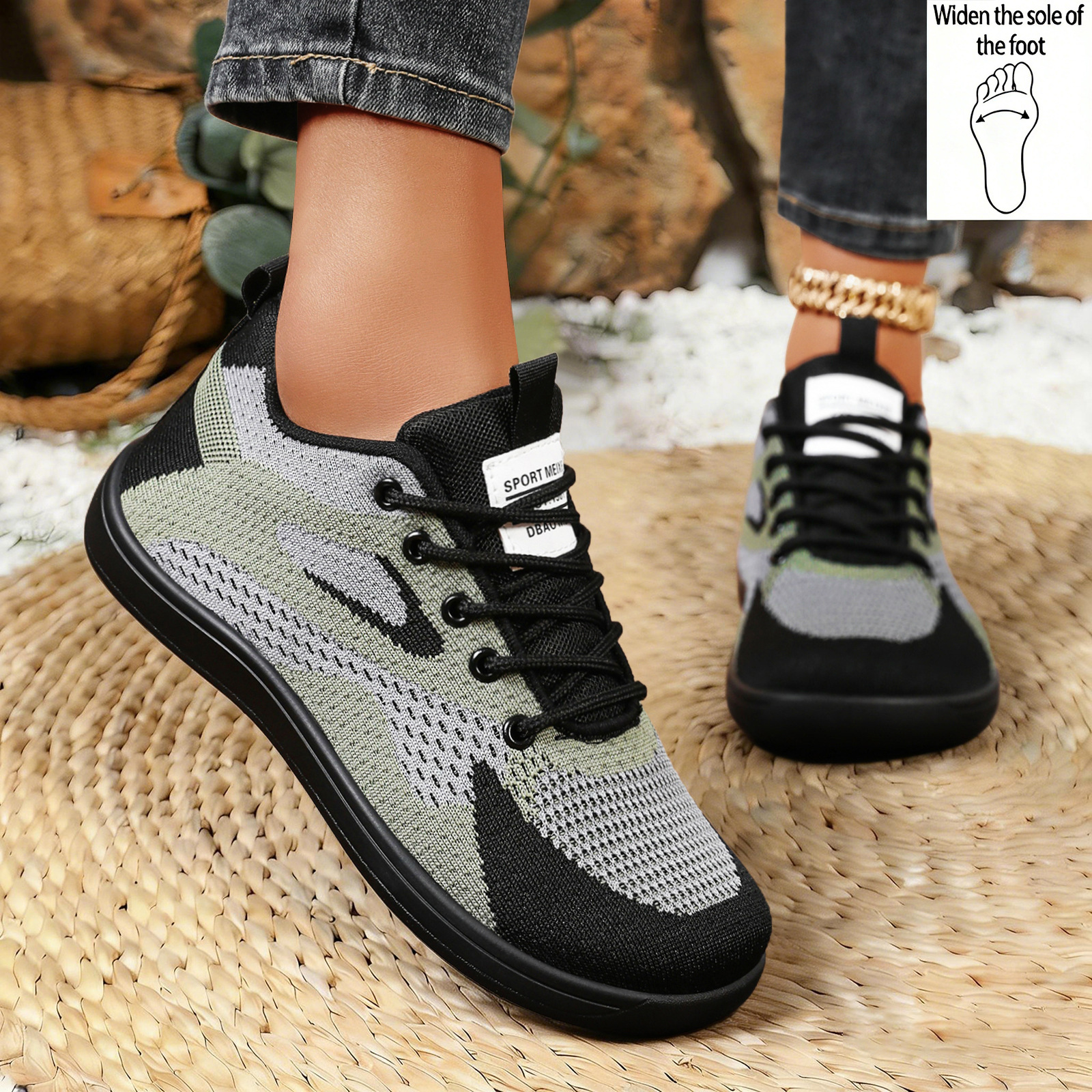 Zapatos de mujer primavera transfronteriza zapatos de mujer ligeros de tejido de vuelo zapatos casuales no apretados no cansados zapatos de cabeza ancha zapatos de caminar anchos