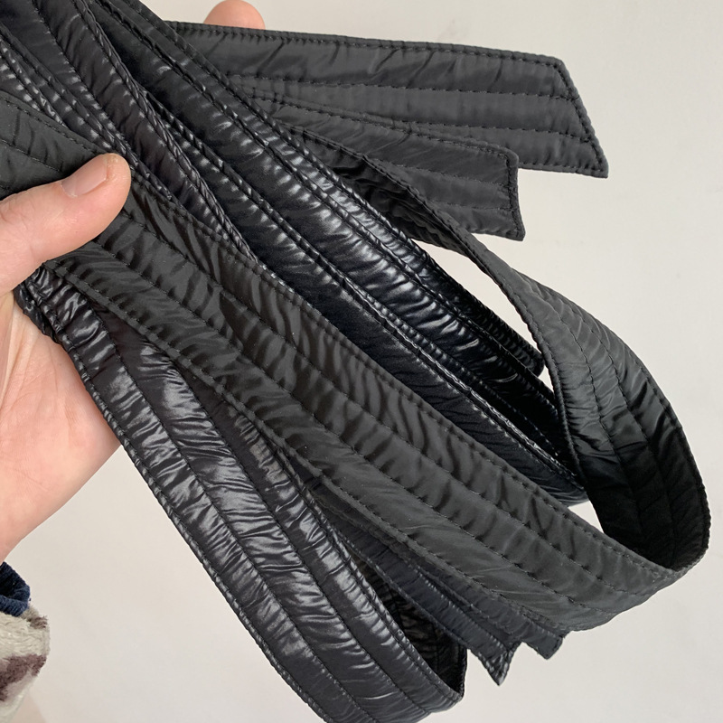 Nuevo algodón y engrosamiento con cordones hacia abajo cinturón de tela estilo de línea de presión sin botón sello de la cintura todo partido cinturón abrigo de algodón de las mujeres