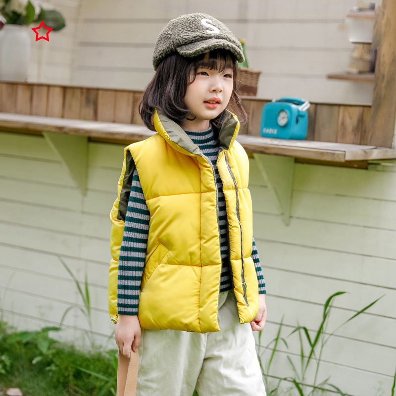 Niños collar de pie Chaleco de algodón niños y niñas Otoño e Invierno Nuevo abajo Chaleco de algodón bebé moda desgaste exterior chaleco medio y niños grandes
