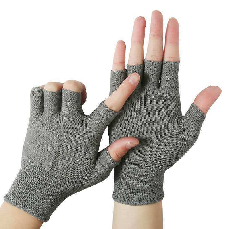 Thin Fingerless Tea Picking, Fishing, Protective Half-Finger Gloves For Packing And Sorting, Nylon Sunscreen High_voghion.com