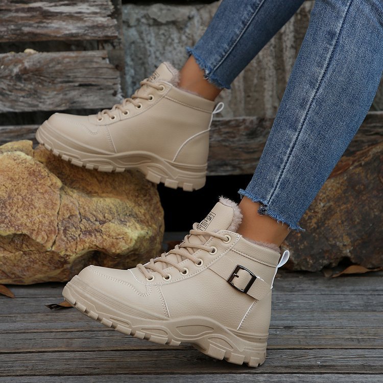 Scarponi da montagna grandi da donna nuovi autunnali e invernali più stivali da neve in velluto e spessi scarpe di cotone da donna_voghion.com