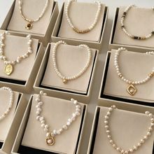 不规则几何珍珠吊坠项链法式复古宫廷风锁骨链小众高级感饰品批发